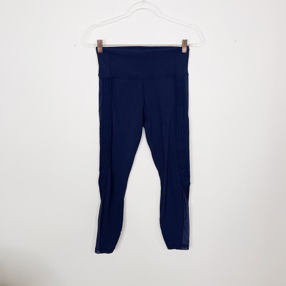 Athleta Side Stripe Salutation 7/8 Leggings Navy